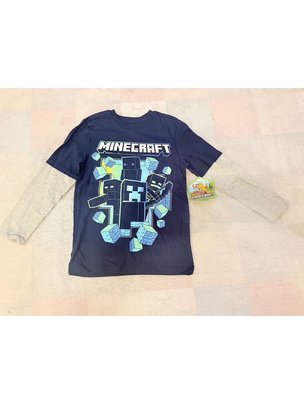 Minecraft navy long sleeve layered graphic T-shirt kids 8